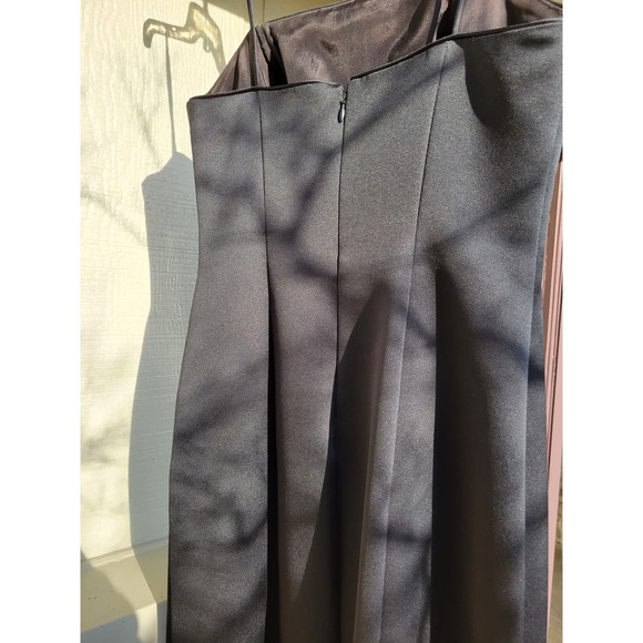 Black Satin Like Prom Gala Dance Bridesmaid Dress-6 - Picture 3 of 9